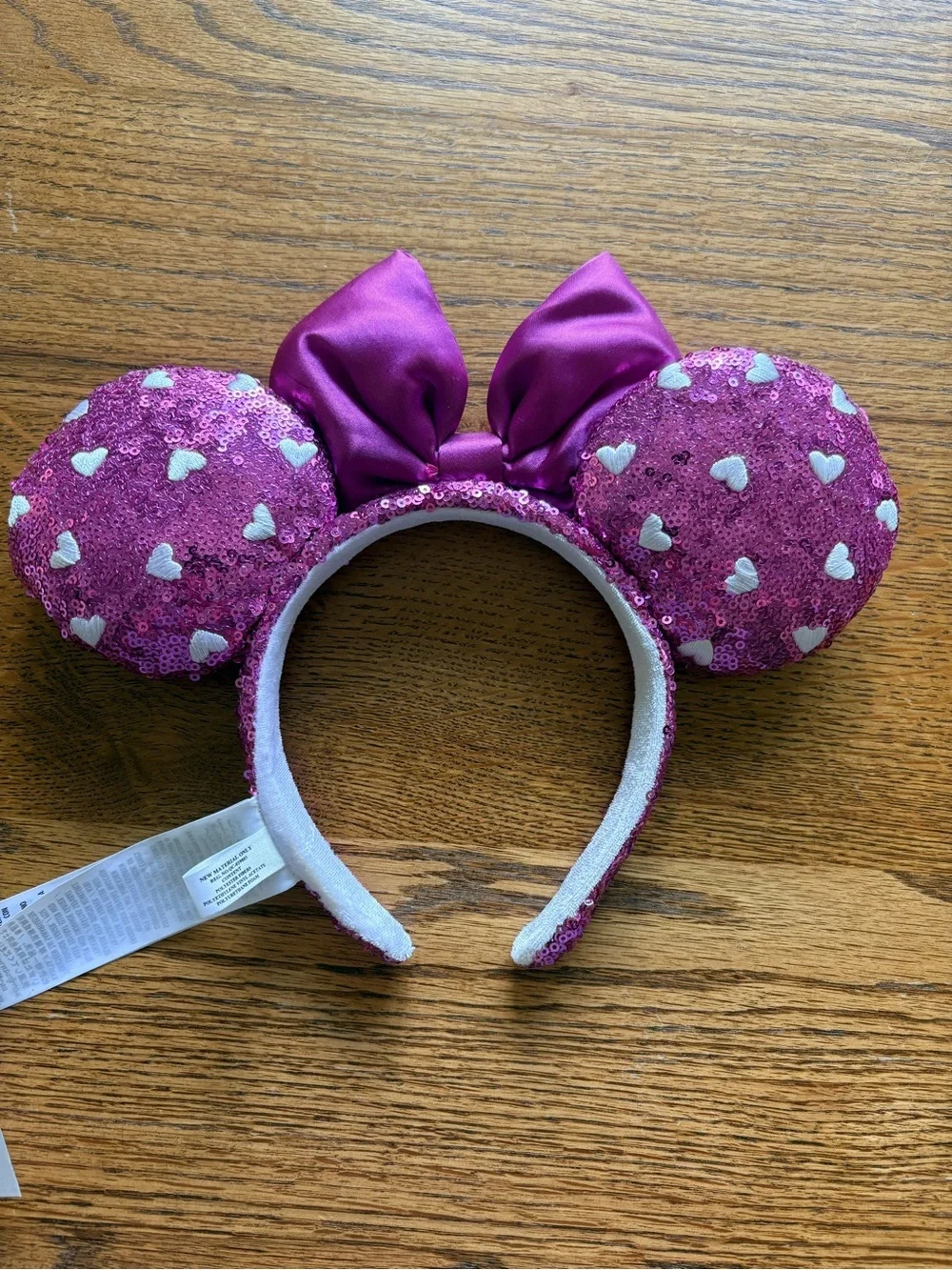 2022 Hot Pink/magenta Heart and Sequin Disney Minnie Mouse Ears